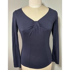 Boden Navy Pleated Long Sleeve Lyocell Shirt Top Tunic Size 2